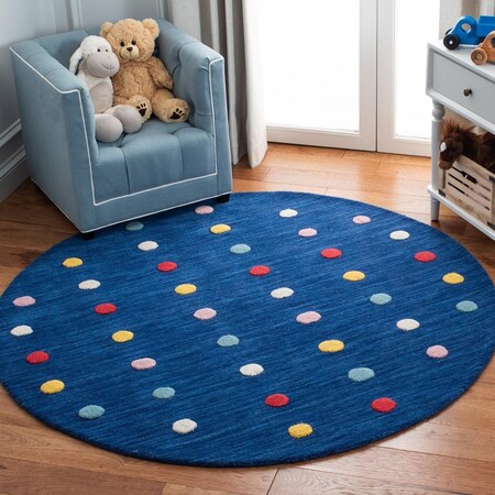 Safavieh 5 x 5 ft. Kids Hand Loomed Round Area Rug, Navy SFK804N-5R